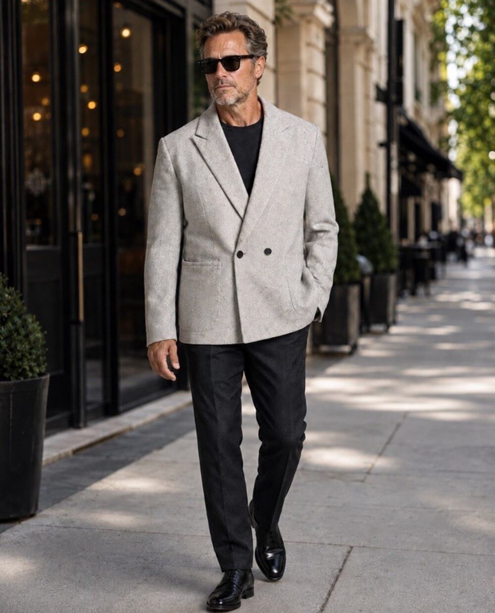 NWT J.Ferrar X Jason Bolden Men’s Gray Wool Blend Double Breasted Blazer Sz L 46